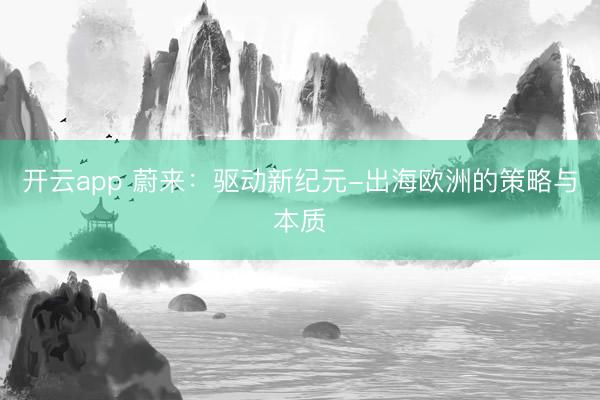 开云app 蔚来：驱动新纪元-出海欧洲的策略与本质
